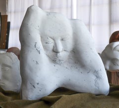 Emerging Abstracted Figure Late 20th Century Carrara Marble Sculpture