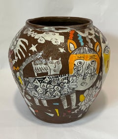 "Somewhere in Your Mind" Decorative Abstract Figurative Clay Vessel