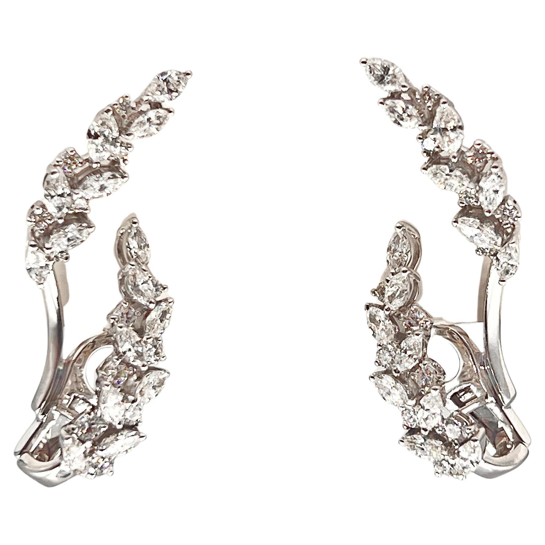Yeprem 18kt Weißgold Diamant-Ohrschmiedeeisen (Moderne)