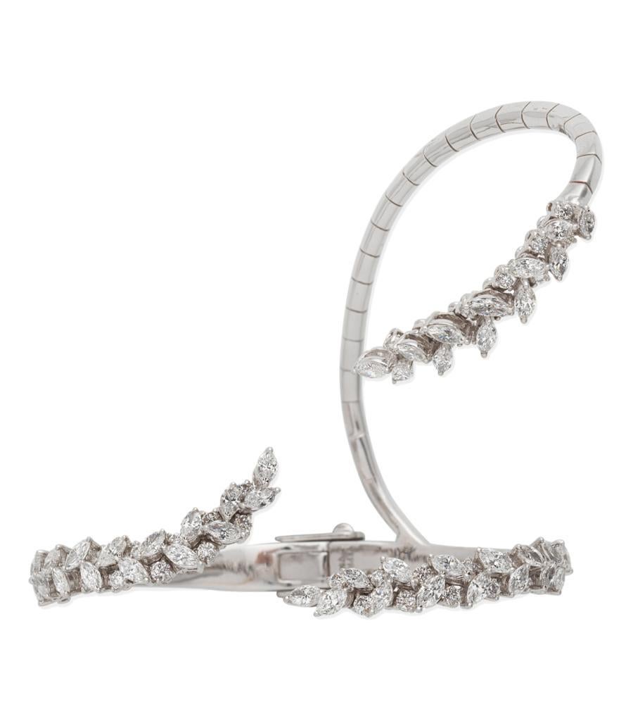 Brilliant Cut Yeprem Fine Jewellery Diamond 'Y' Hand Bracelet in 18k White Gold For Sale