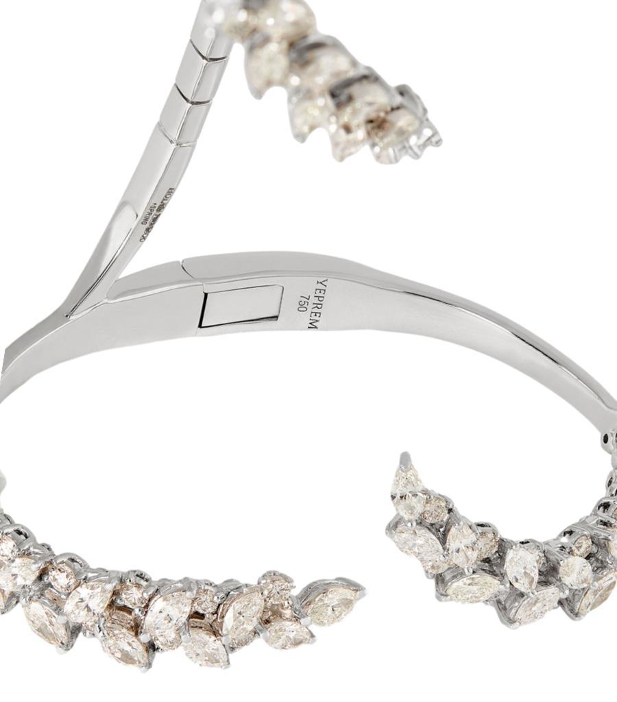 Yeprem Fine Jewellery Diamond 'Y' Hand Bracelet in 18k White Gold For Sale 1