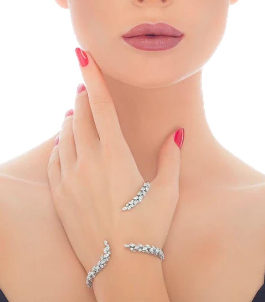 Yeprem Fine Jewellery Diamond 'Y' Hand Bracelet in 18k White Gold For Sale 3