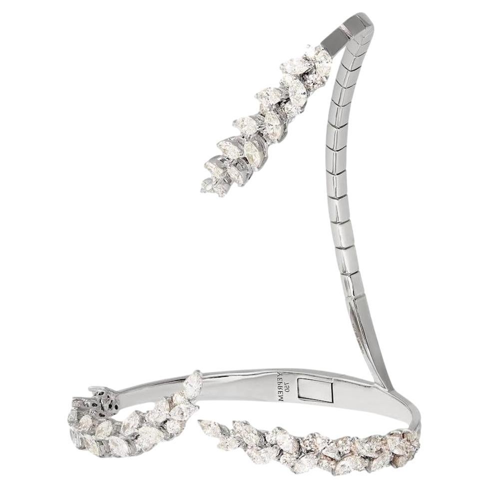 Yeprem Fine Jewellery Diamond 'Y' Hand Bracelet in 18k White Gold For Sale