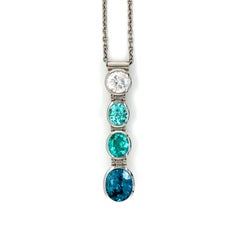Georg Spreng - Yes Pendant Platinum 950 Diamond, Paraiba Tourmalines, Zircon