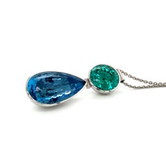Georg Spreng - Yes Pendant Platinum 950 Tourmaline Blue Aquamarine Santa Maria