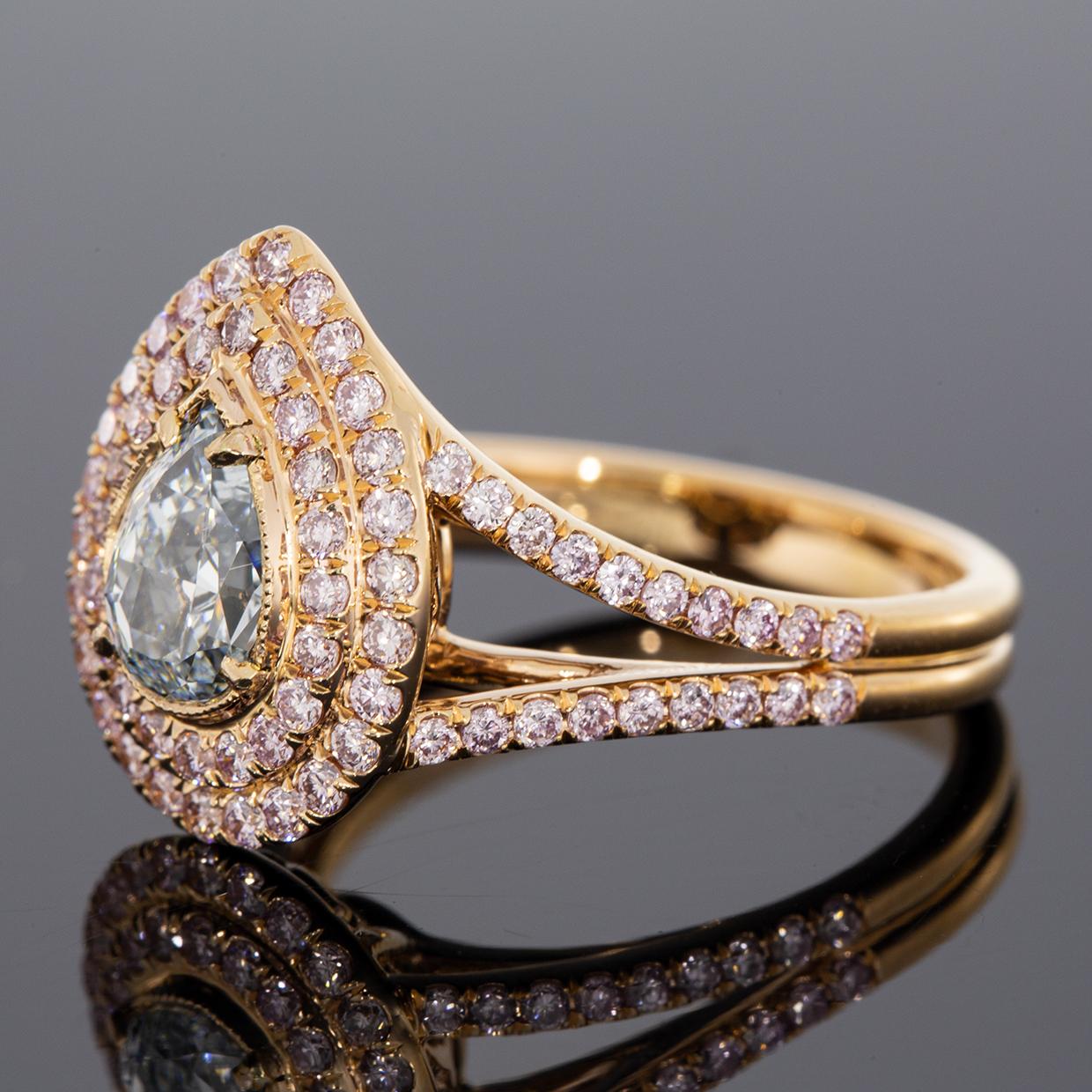 rose gold blue diamond rings