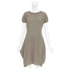 YES SAINT LAURENT Vintage satin trim viscose blend bateau shortsleeve dress