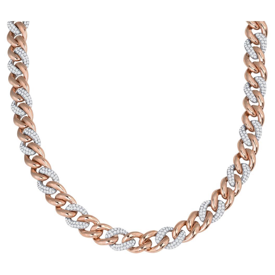 Collana a catena Yessayan Cuban Link con diamanti bicolore 2 a 1