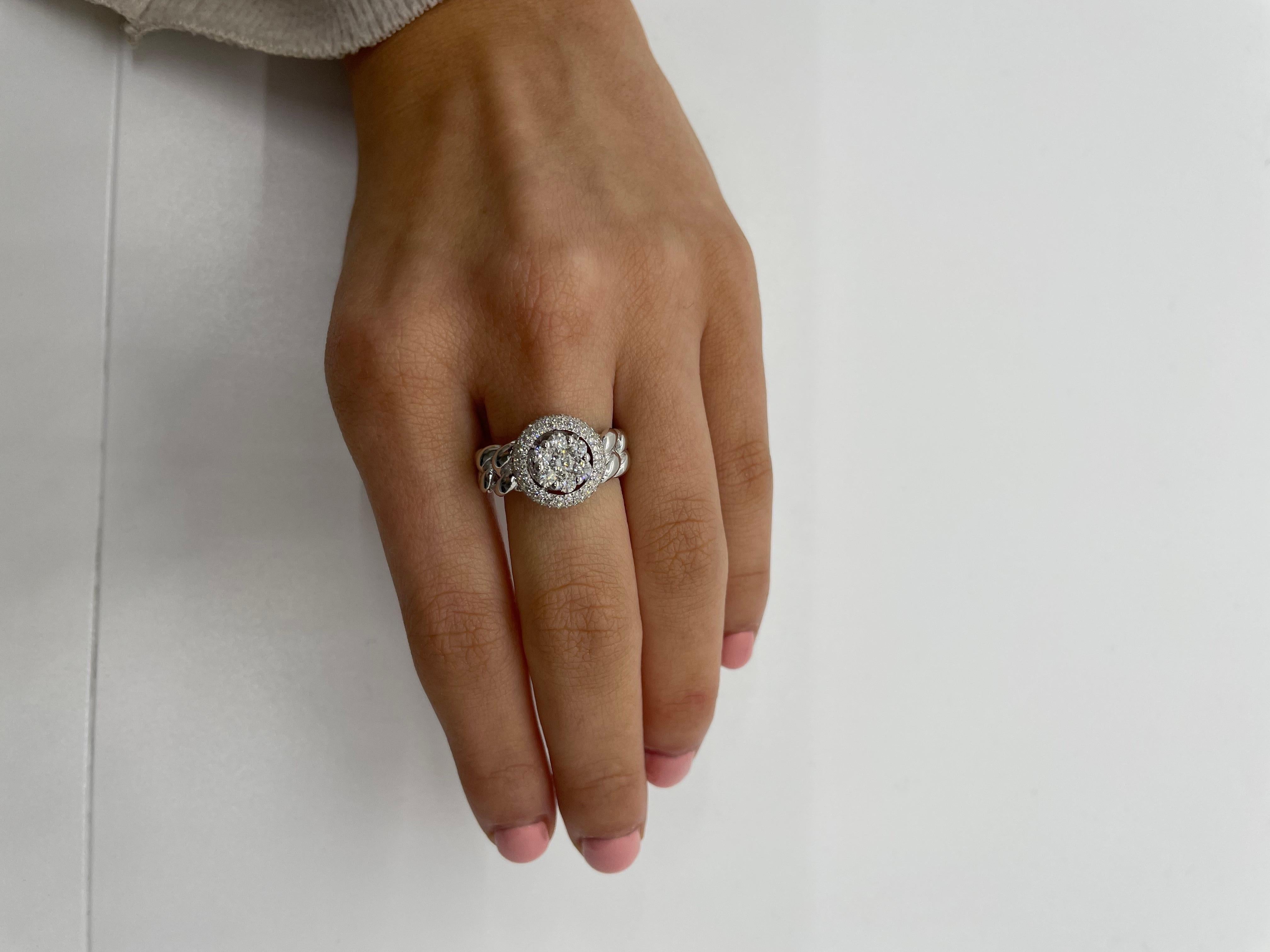 For Sale:  YESSAYAN Cuban Chain Band Diamond Ring in 18K White Gold 4
