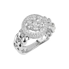 YESSAYAN Anillo de Diamantes con Cadena Cubana en Oro Blanco de 18 K