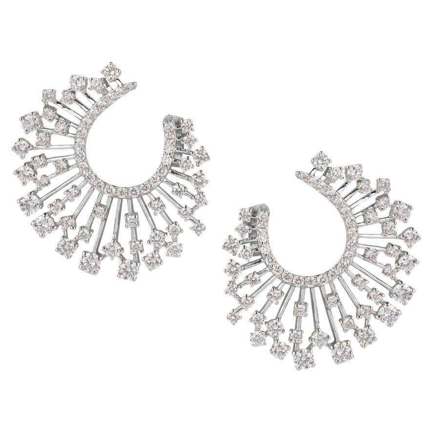 YESSAYAN Diamond Rays Hoop Earrings For Sale at 1stDibs