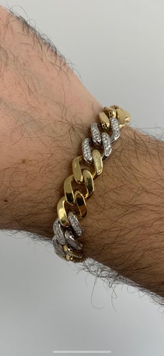 Yessayan zweifarbiges kubanisches Gliederarmband mit Diamanten