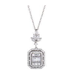 Yessayan Estate Diamond Pendant Mixed Cut 18 Karat White Gold Fine Jewelry