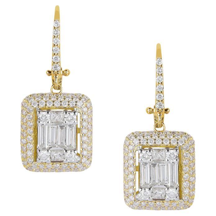 Pendientes gota de diamante ilusión Yessayan Moderno en venta