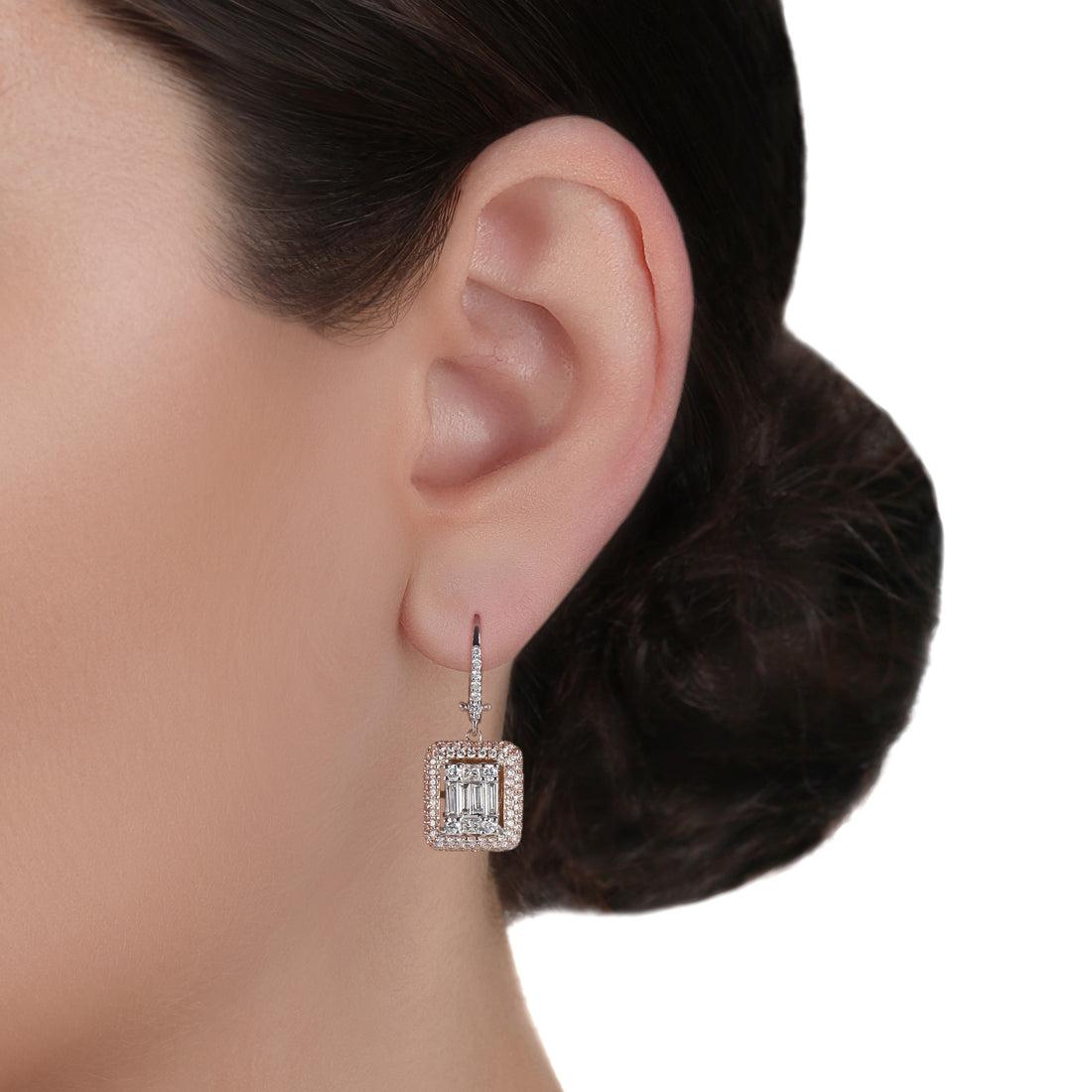 Pendientes gota de diamante ilusión Yessayan Corte redondo en venta