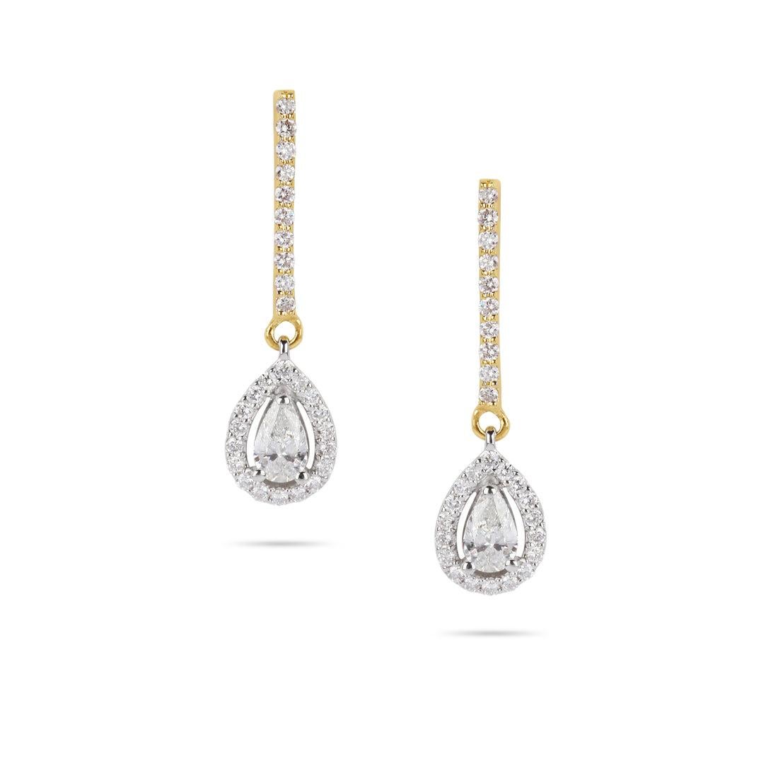 diamond linear drop earrings