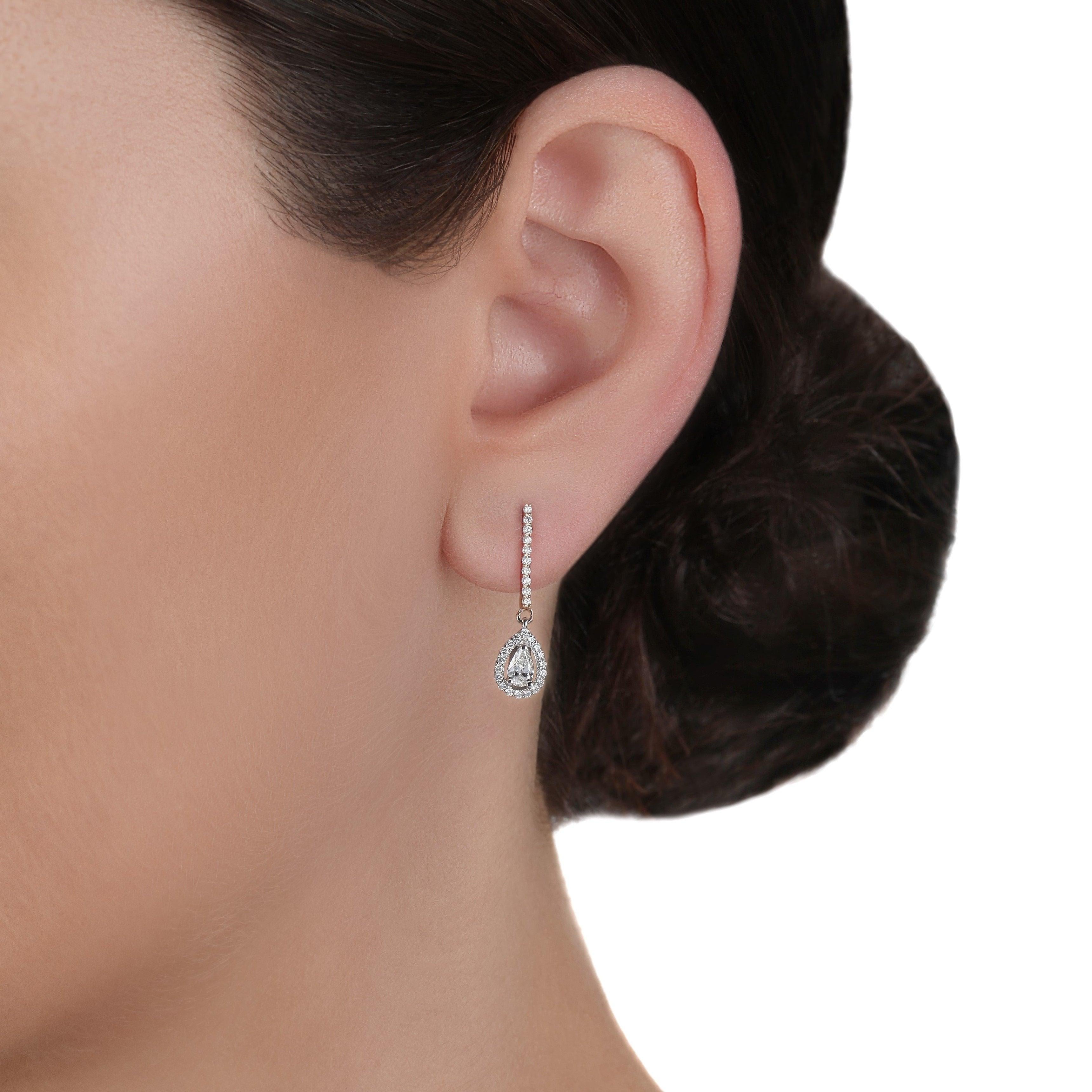 Modern YESSAYAN Linear Diamond Drop Earrings For Sale