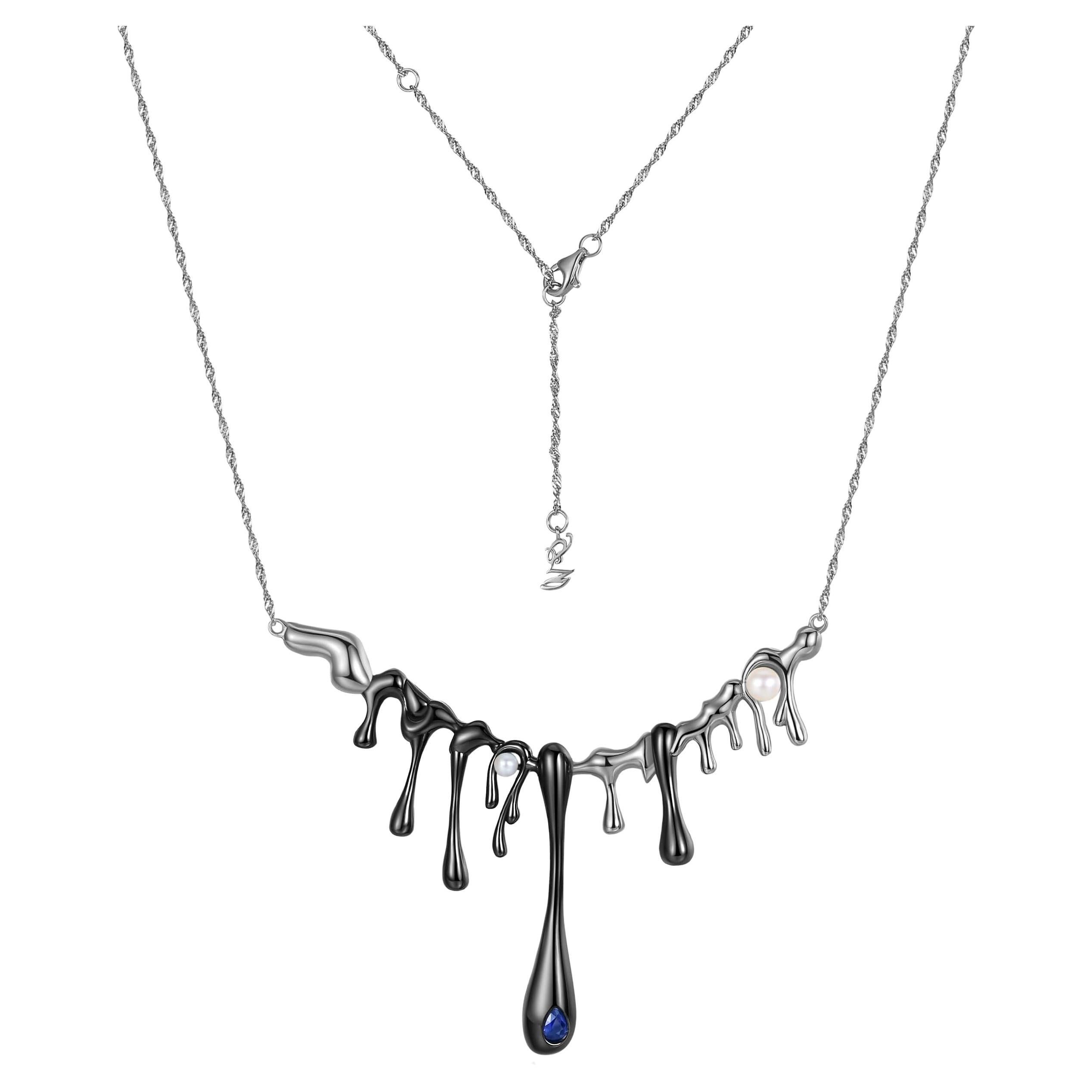 Brilliant Cut Yesterday's Tomorrow - Complicated dropping necklace gold-gold For Sale