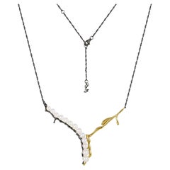 Yesterday's Tomorrow - Pearl flowing necklace black-gold