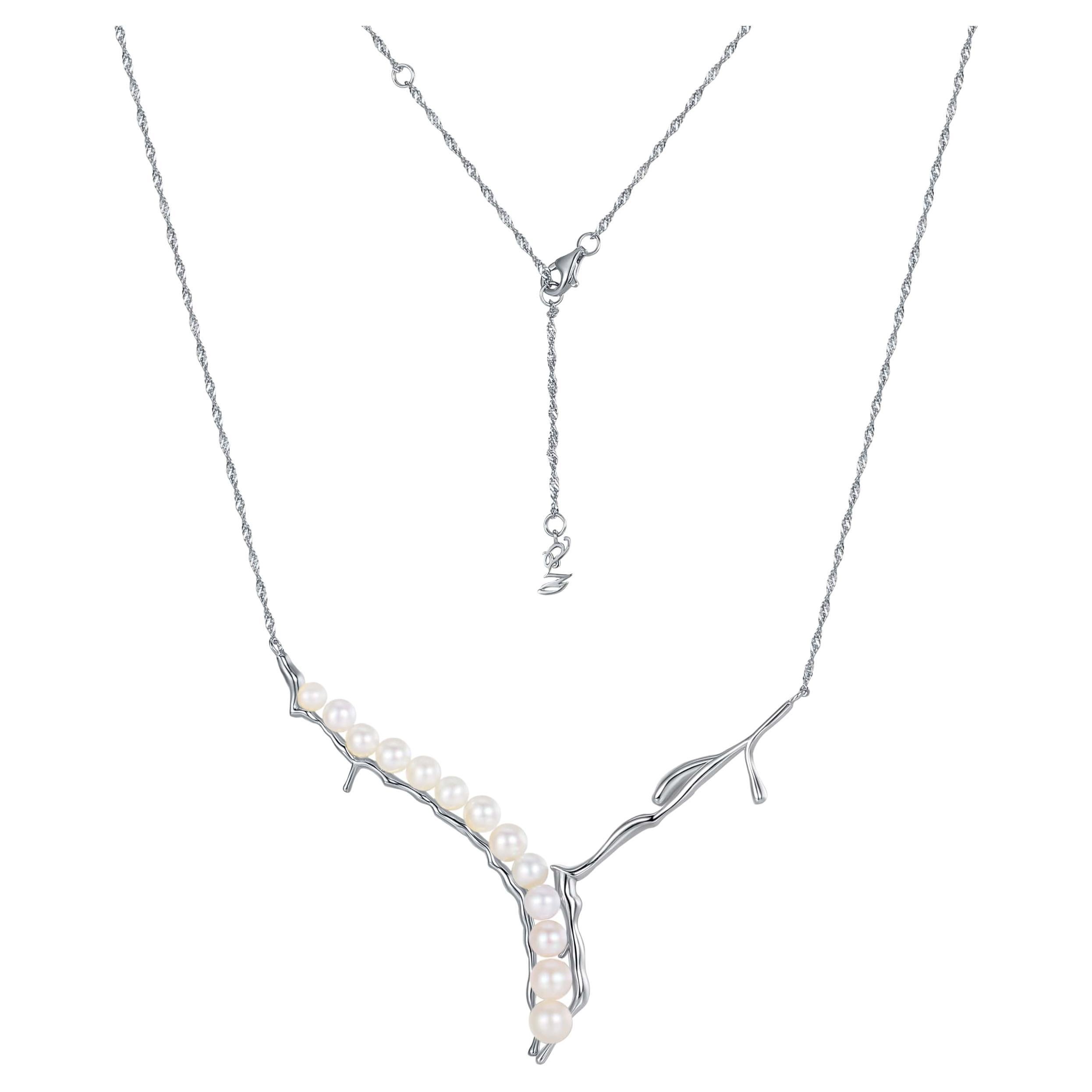 Ball Cut Yesterday's Tomorrow - Pearl flowing necklace black-silver For Sale
