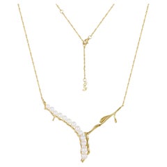 Yesterday's Tomorrow - Pearl flowing necklace gold-gold