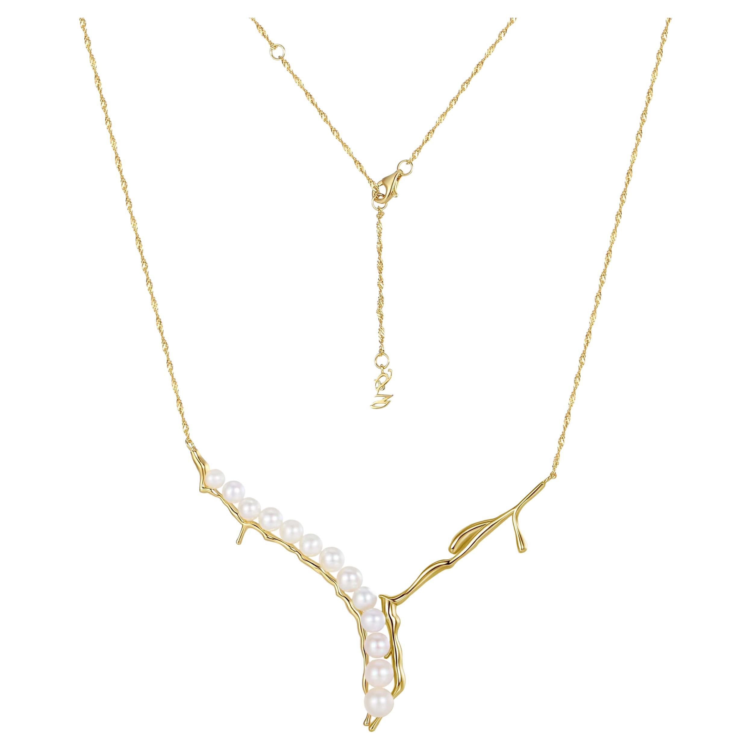 Artist Yesterday's Tomorrow - Pearl flowing necklace silver-silver For Sale
