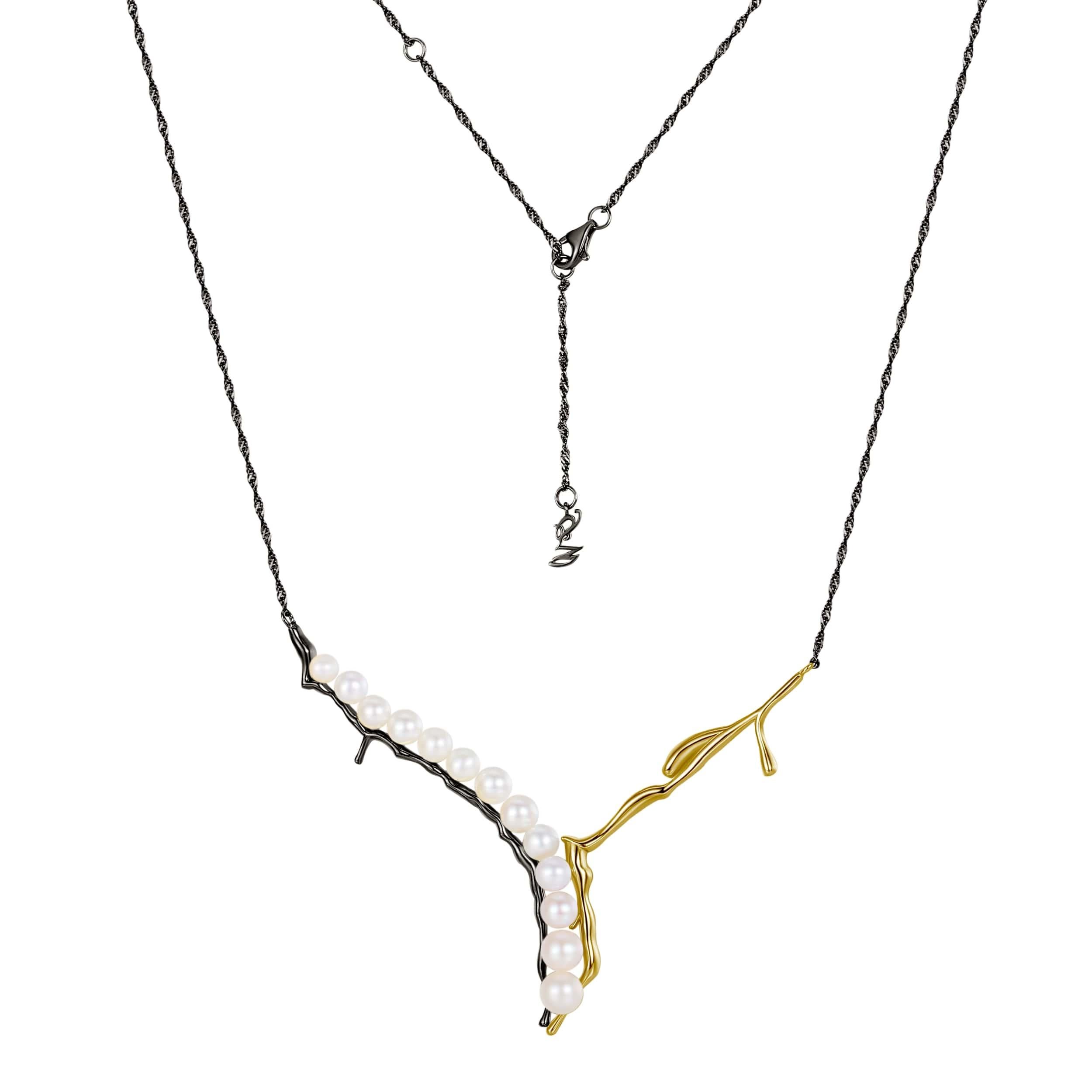 Ball Cut Yesterday's Tomorrow - Pearl flowing necklace silver-silver For Sale