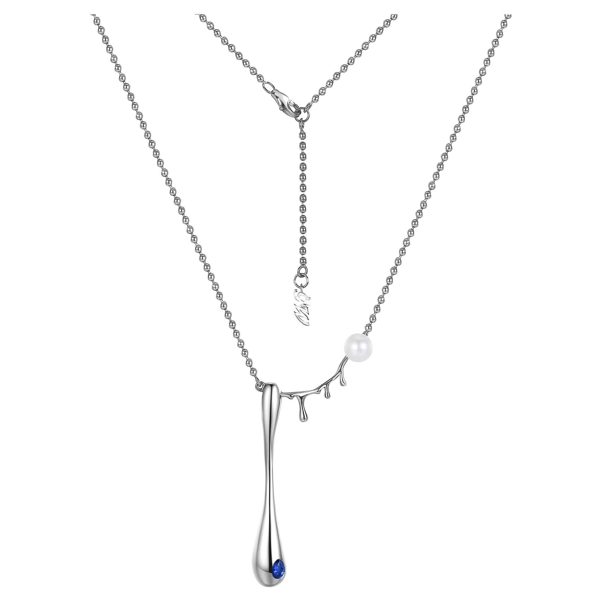 Yesterday's Tomorrow - Single dropped-down necklace silver For Sale