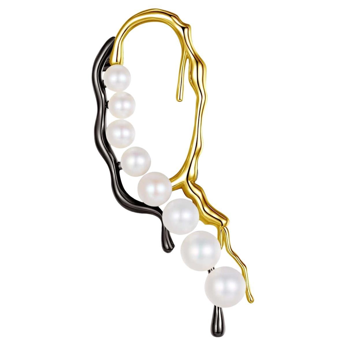 Brilliant Cut Yesterday's Tomorrow - Single oval earrings Gold-gold For Sale