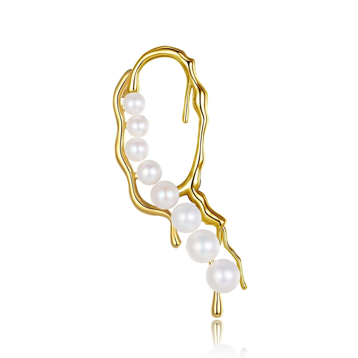 Brilliant Cut Yesterday's Tomorrow - Single oval earrings Gold-silver For Sale