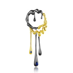 Yesterday's Tomorrow - Single round dropping earrings black-silver