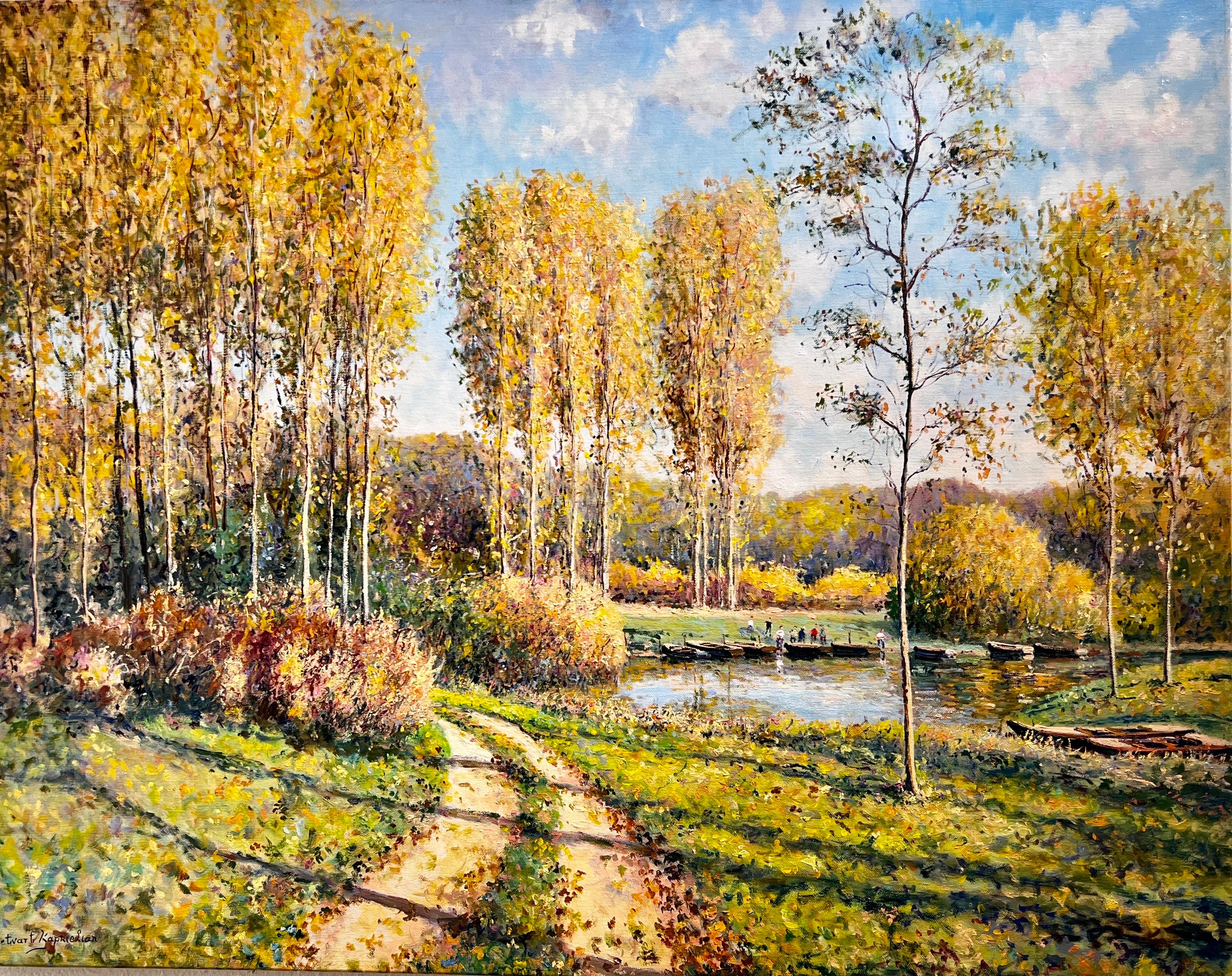 Landscapes, Impressionist Landscape.  - Painting by Yetvart Kaprielian