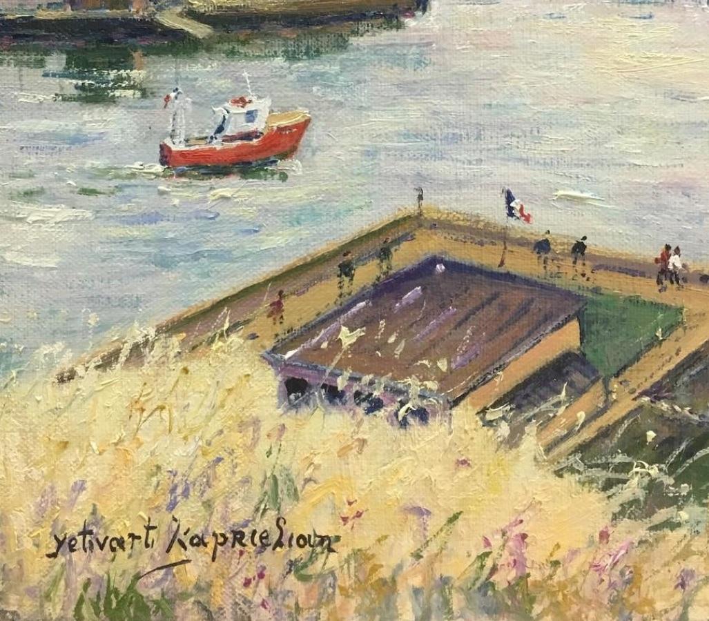 Vue Geneiale de Dieppe-Oleo sobre lienzo, firmado por el artista, viene con COA - Painting de Yetvart Kaprielian
