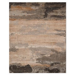 Yeva Hand Knotted Modern Silk Rug in Rust Brown and Natural Colours by Hands