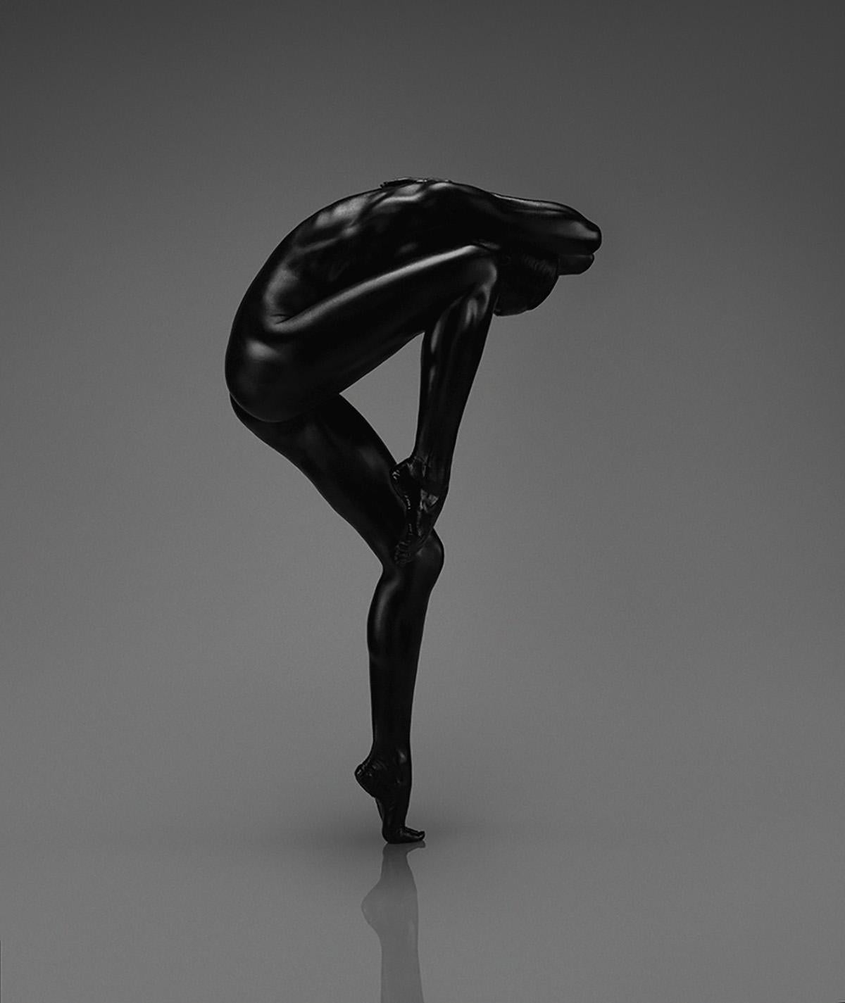 No title (No 10) Photography Edition of 18 47" x 38" in by Yevgeniy Repiashenko

Year photo was taken: 2015

This artwork is part of "Spirit" series.
The picture shows a frozen movement of professional ballerina. 
Special glazed black makeup is put