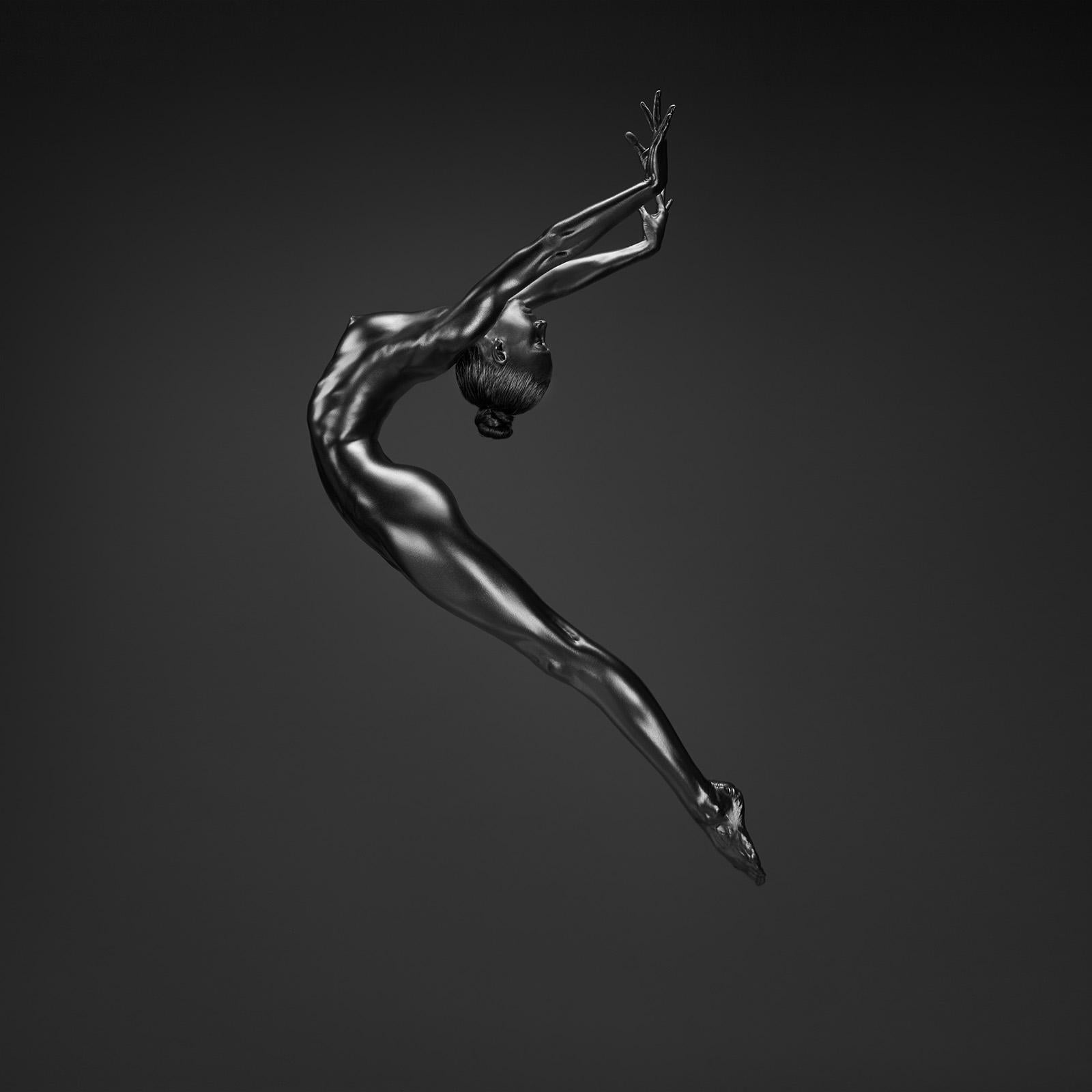 "No title (No 22)" Photography 47" x 47" in Ed. of 18 by Yevgeniy Repiashenko

Year photo was taken: 2016

This artwork is part of "Spirit" series.
The picture shows a frozen movement of professional ballerina. 
Special glazed silver makeup is put