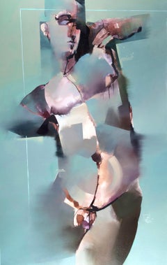 "Erased l" Oil Painting 55" x 35" inch by Yevhenii Shapovalov