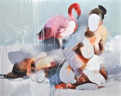 Peinture à l'huile "Pink Islands I" 39" x 47" inch by Yevhenii Shapovalov