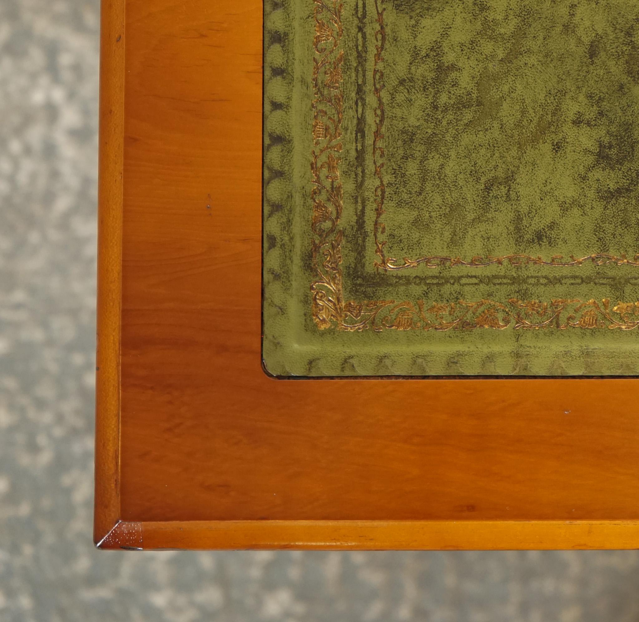 YEW GOLD EMBOSSED GREEN LEATHER TOP FILLING CABINET MADE BY BRiGHTS OF NETTLEBED For Sale 1