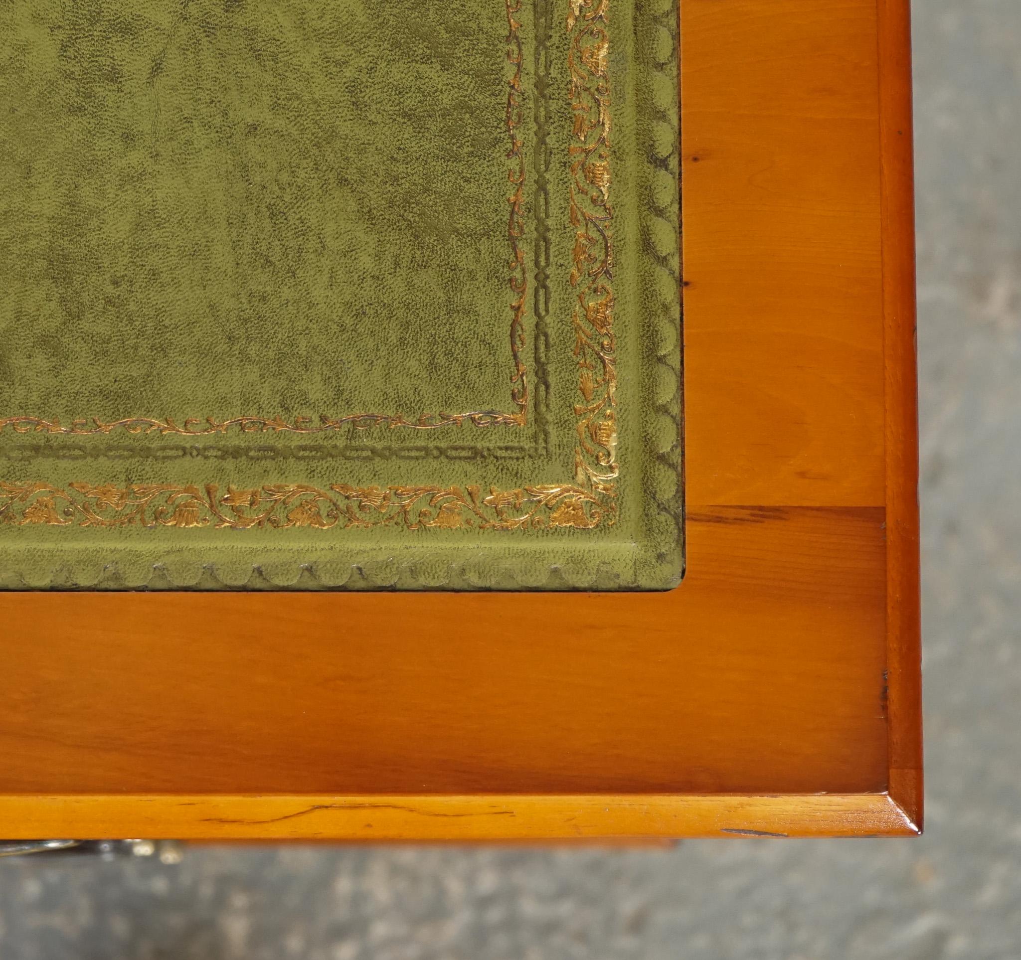 YEW GOLD EMBOSSED GREEN LEATHER TOP FILLING CABINET MADE BY BRiGHTS OF NETTLEBED For Sale 2