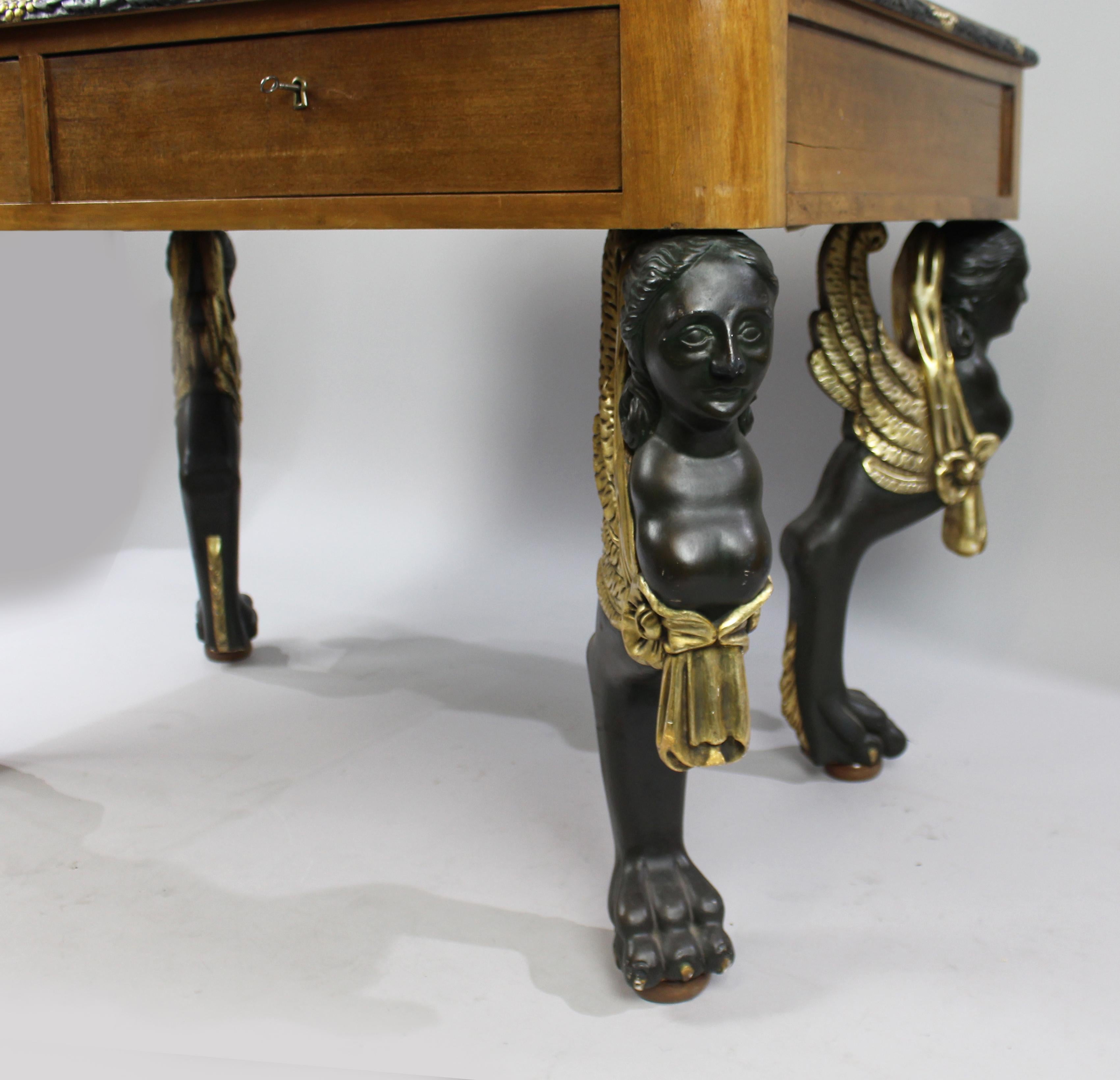Yew Library Table with Carved Monopodium Legs For Sale 8