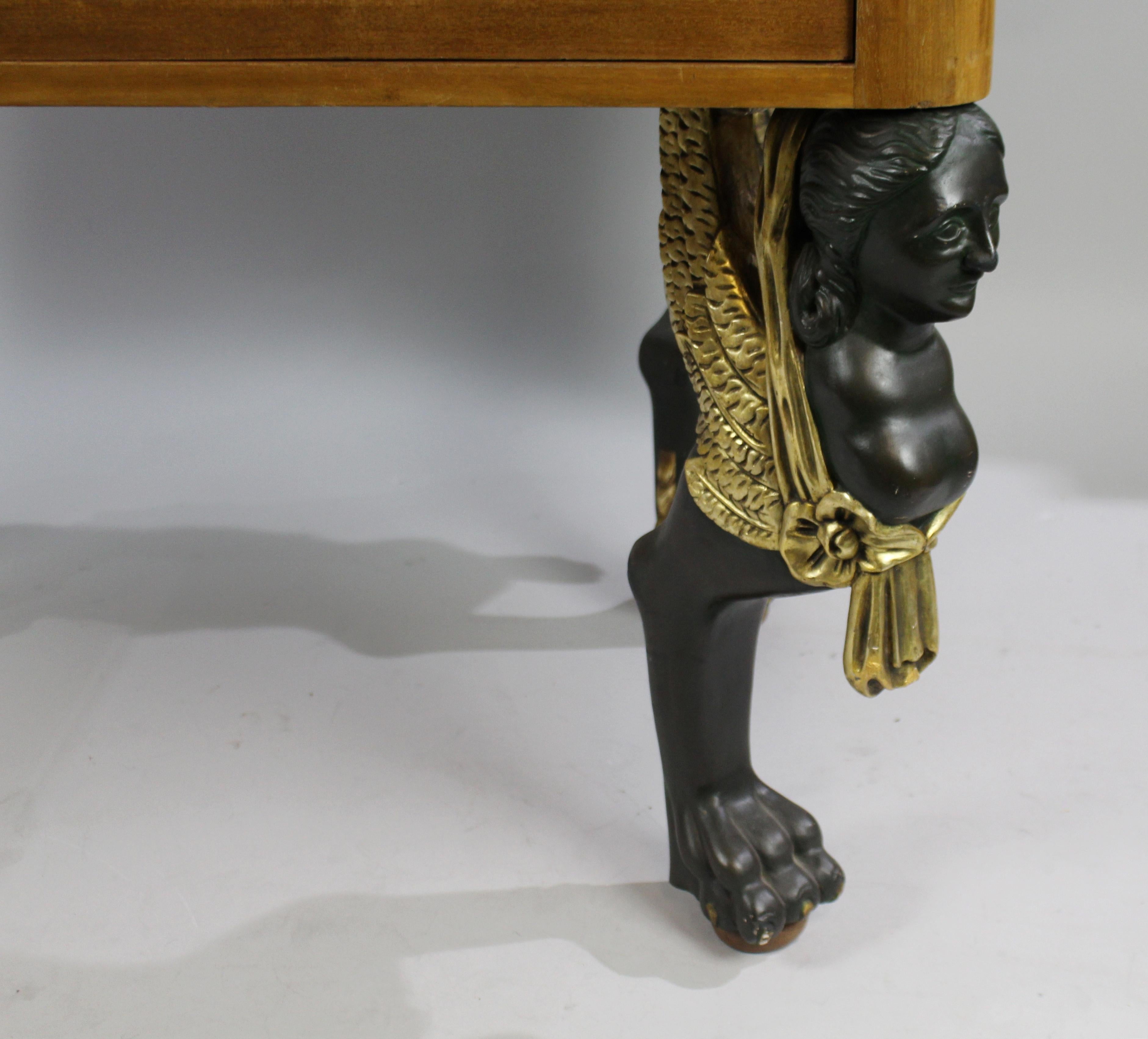 Yew Library Table with Carved Monopodium Legs For Sale 9