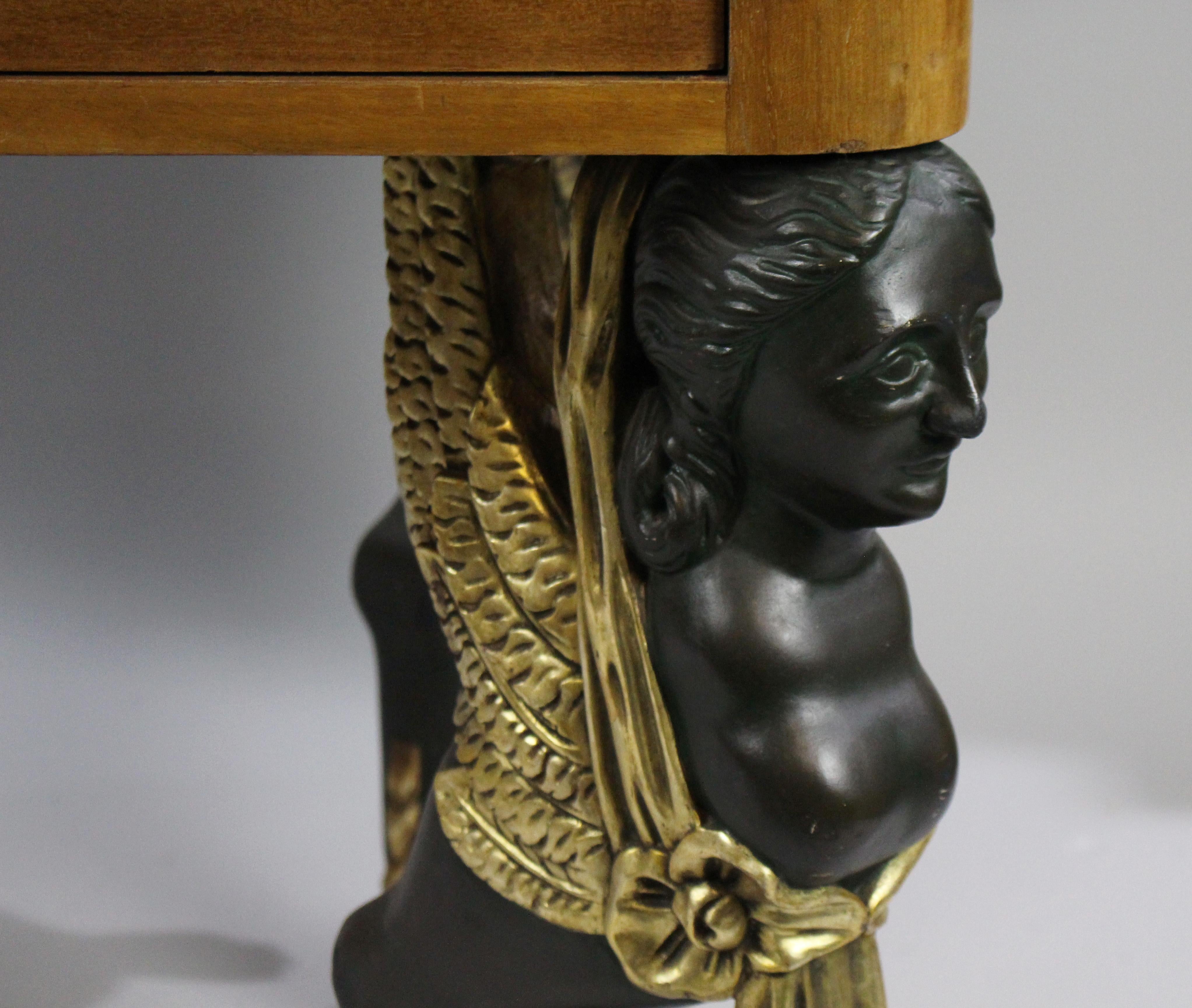 Yew Library Table with Carved Monopodium Legs For Sale 10