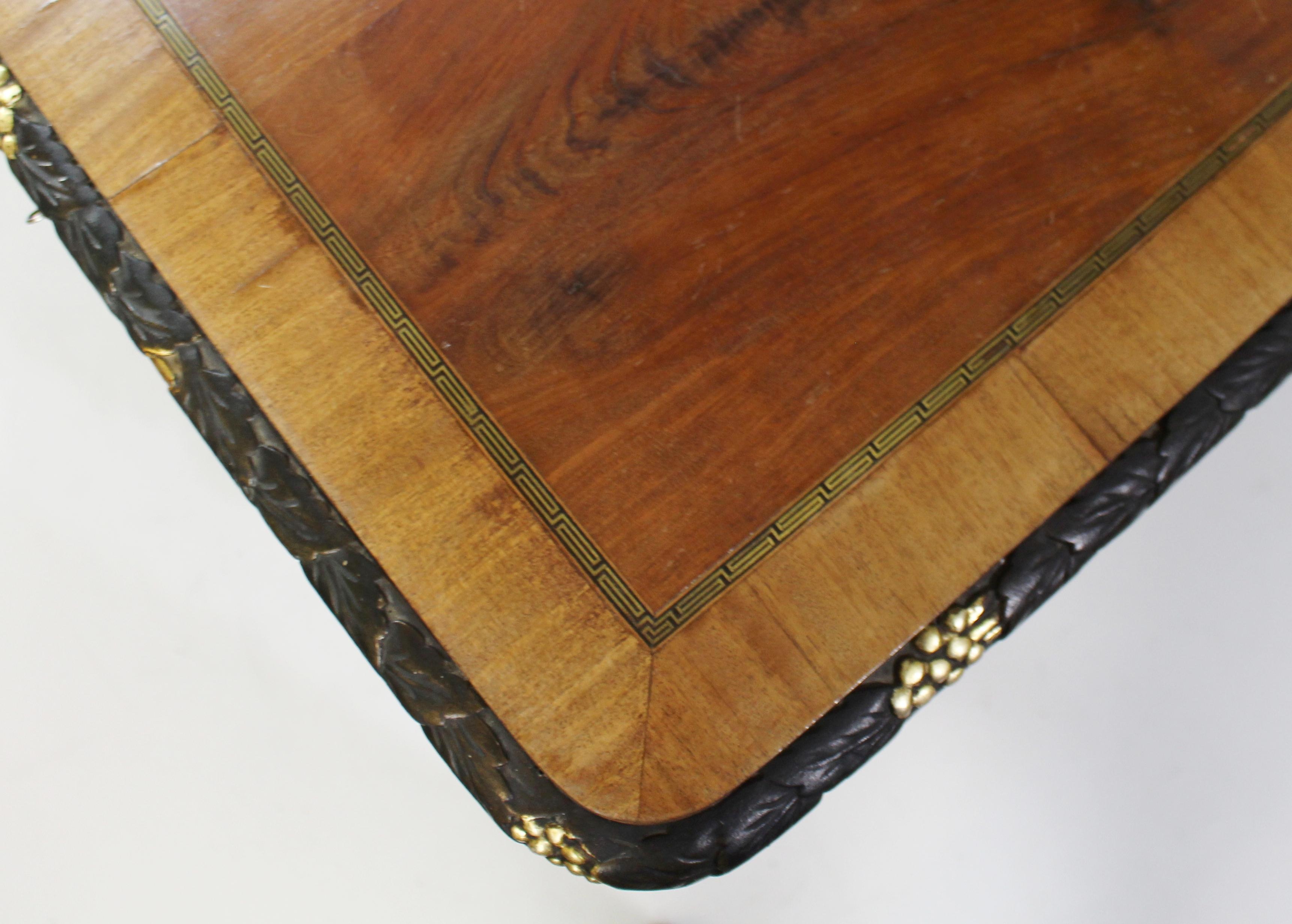 Yew Library Table with Carved Monopodium Legs For Sale 2