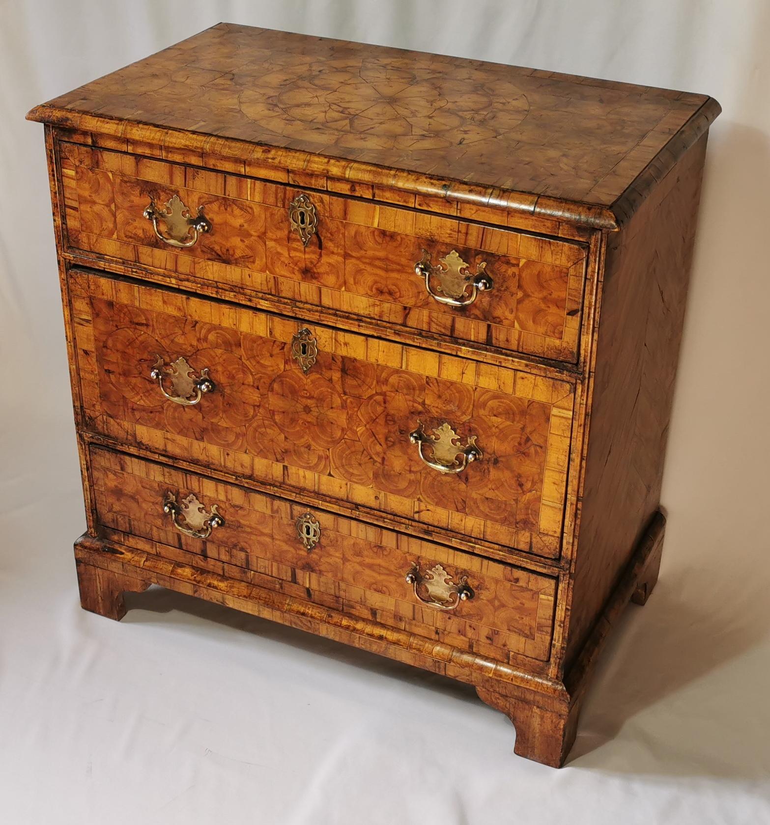 Yew Oyster Veneer Chest of Drawers For Sale at 1stDibs
