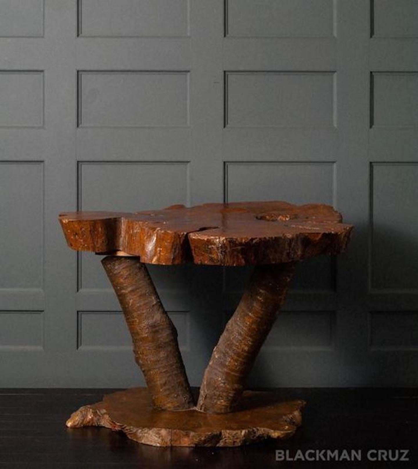 Rich with warm textures, this elegant live edge side table delivers a true taste of nature to any indoor or outdoor setting.