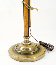 Yew Wood 7 Brass Adjustable Mid Century Modern Floor Lamp c1970s MINT