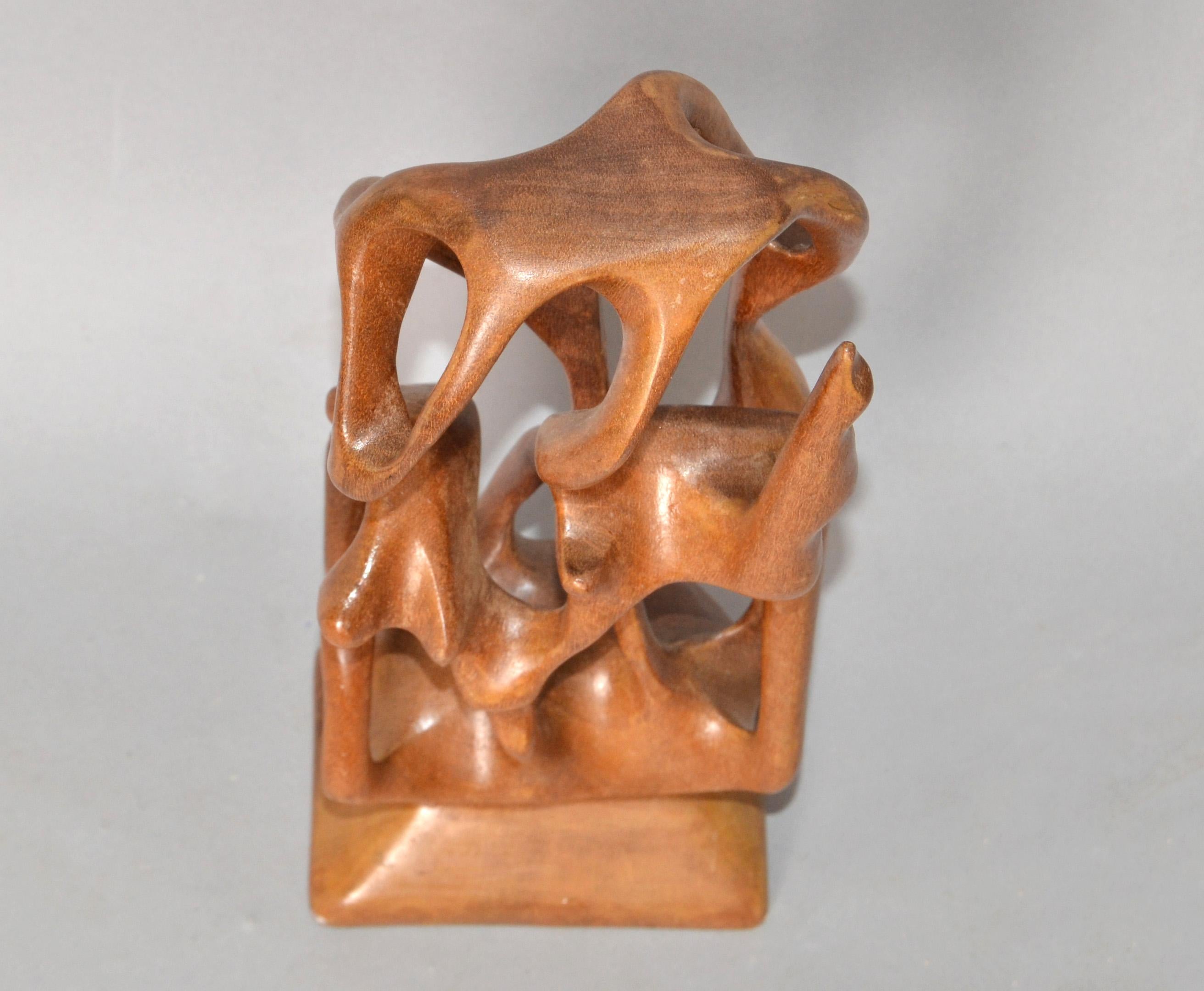 Yew Wood Abstract Organic Sculpture Hand-Carved Mid-Century Modern For Sale 1