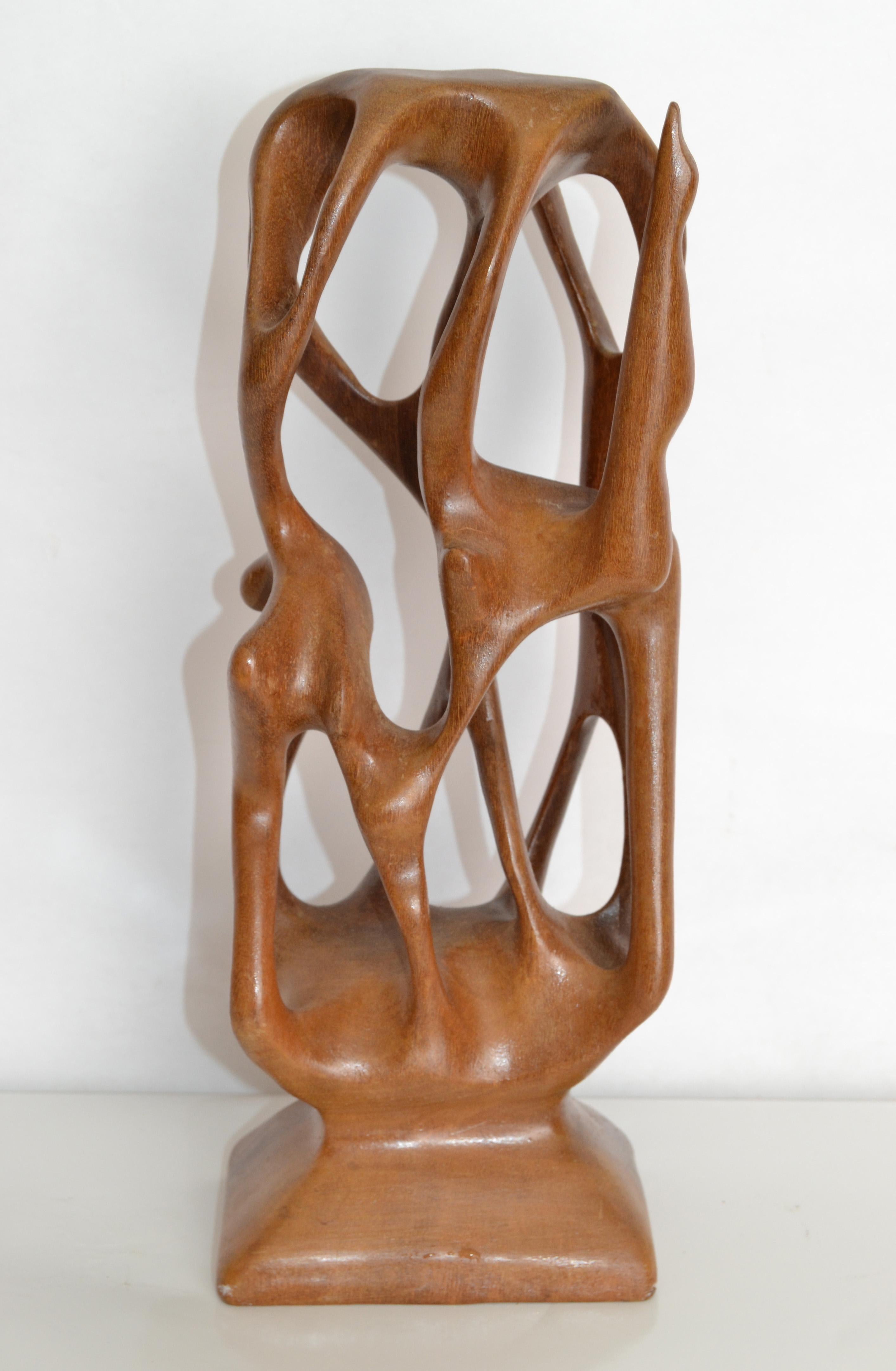 Yew Wood Abstract Organic Sculpture Hand-Carved Mid-Century Modern For Sale 2