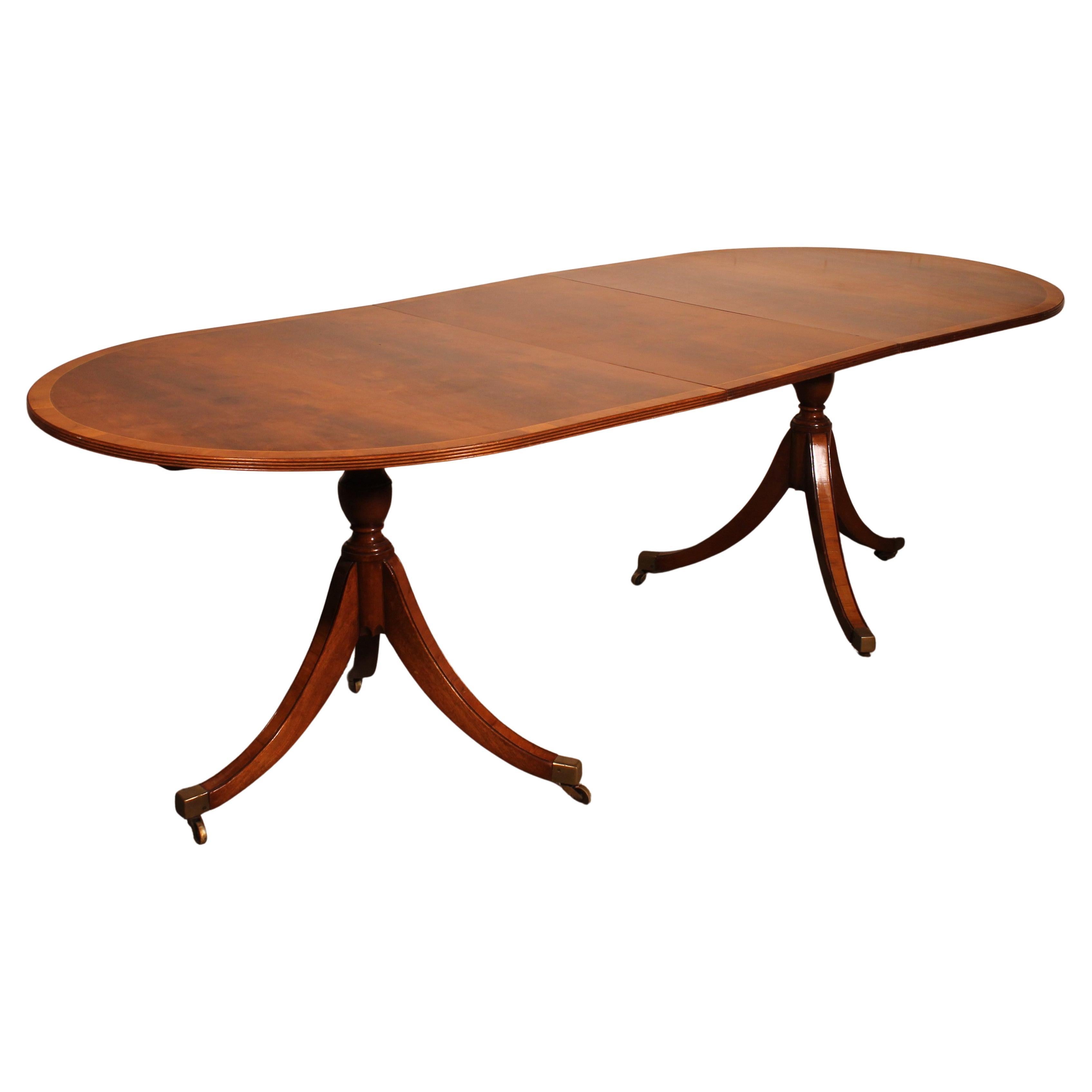 Table de salle à manger à piédestal en Wood Wood et acajou - Angleterre